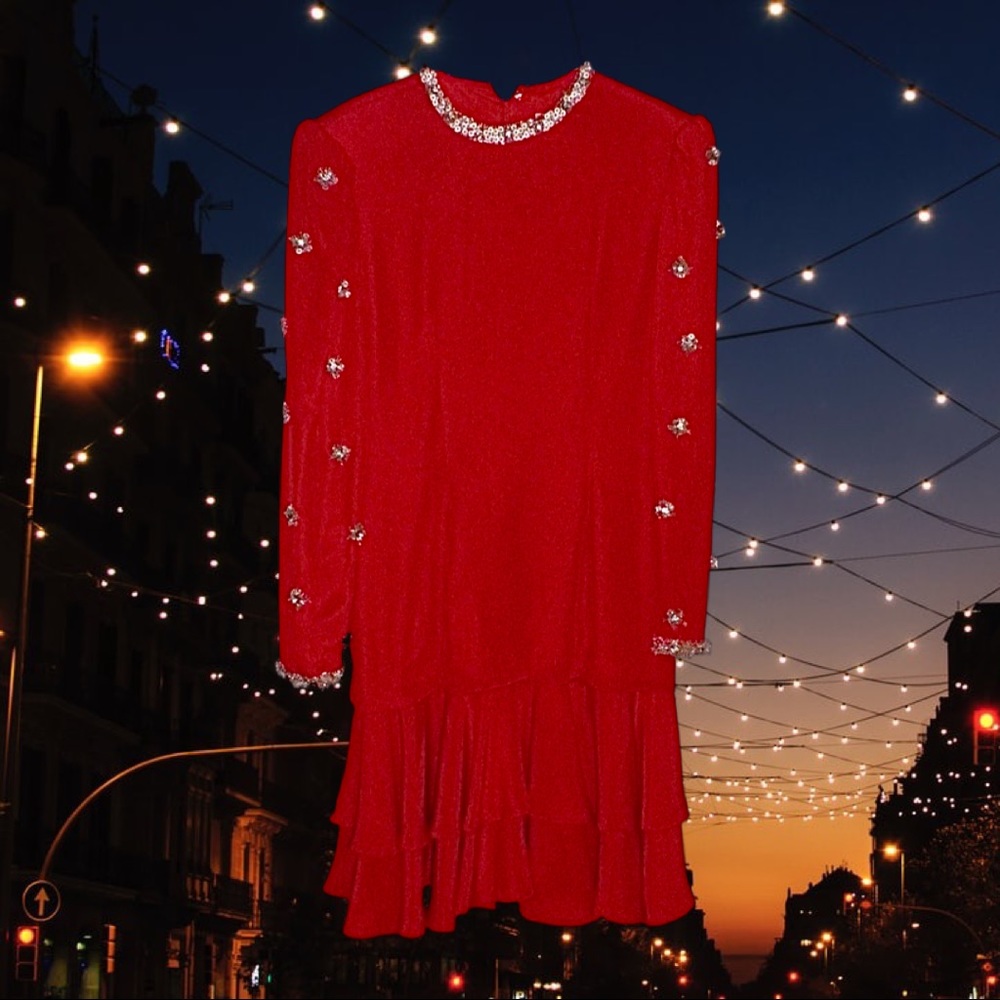 Victoria Royal Ltd. Red Ballroom Dress w/ Beading